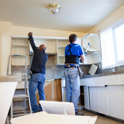 Symbole graphique évoquant la rénovation et l’aménagement de cuisines dans un contexte résidentiel  à La Sarre